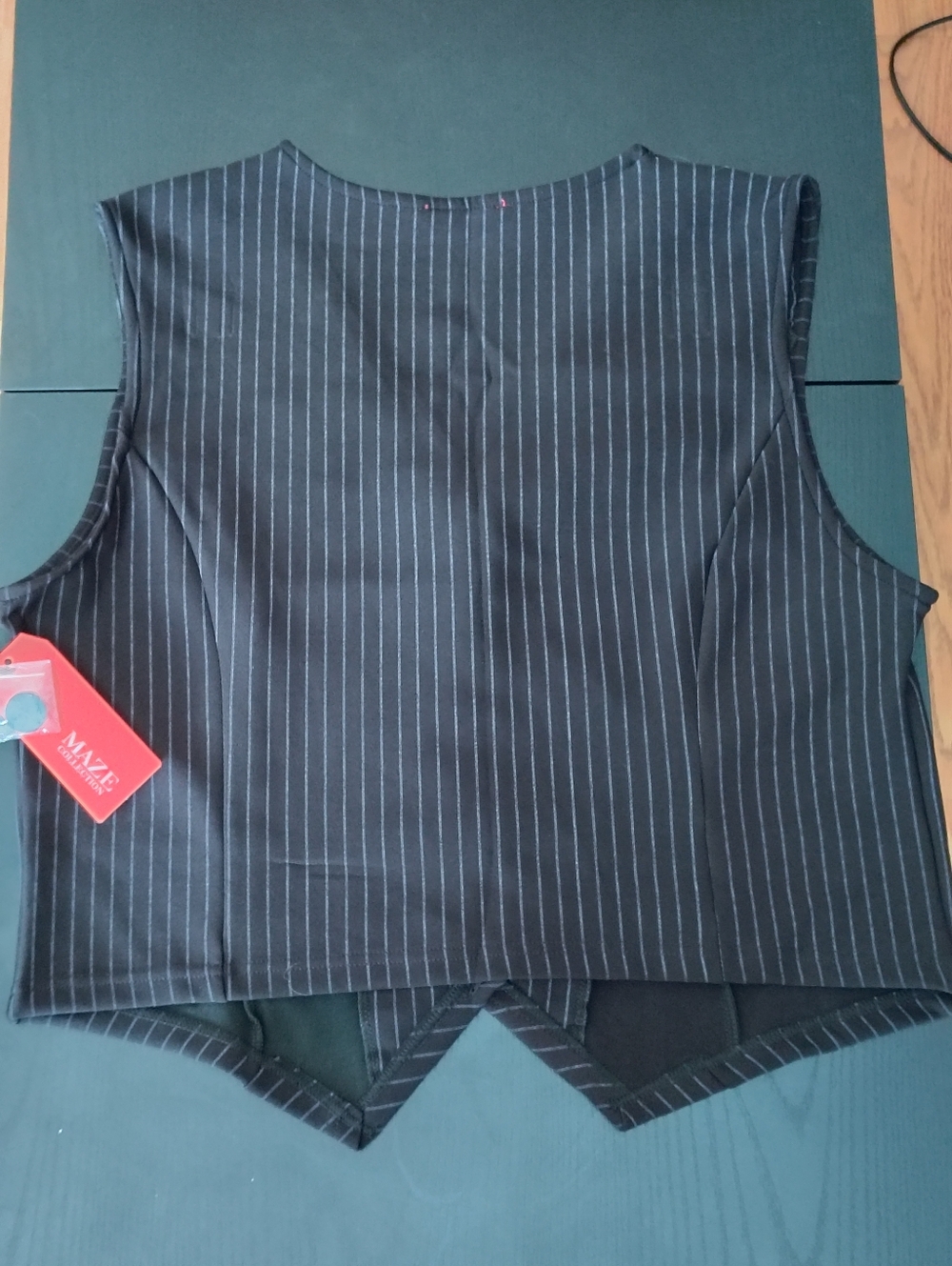 Maze Collection Black Pinstripe Button Front Vest - Picture 4 of 4